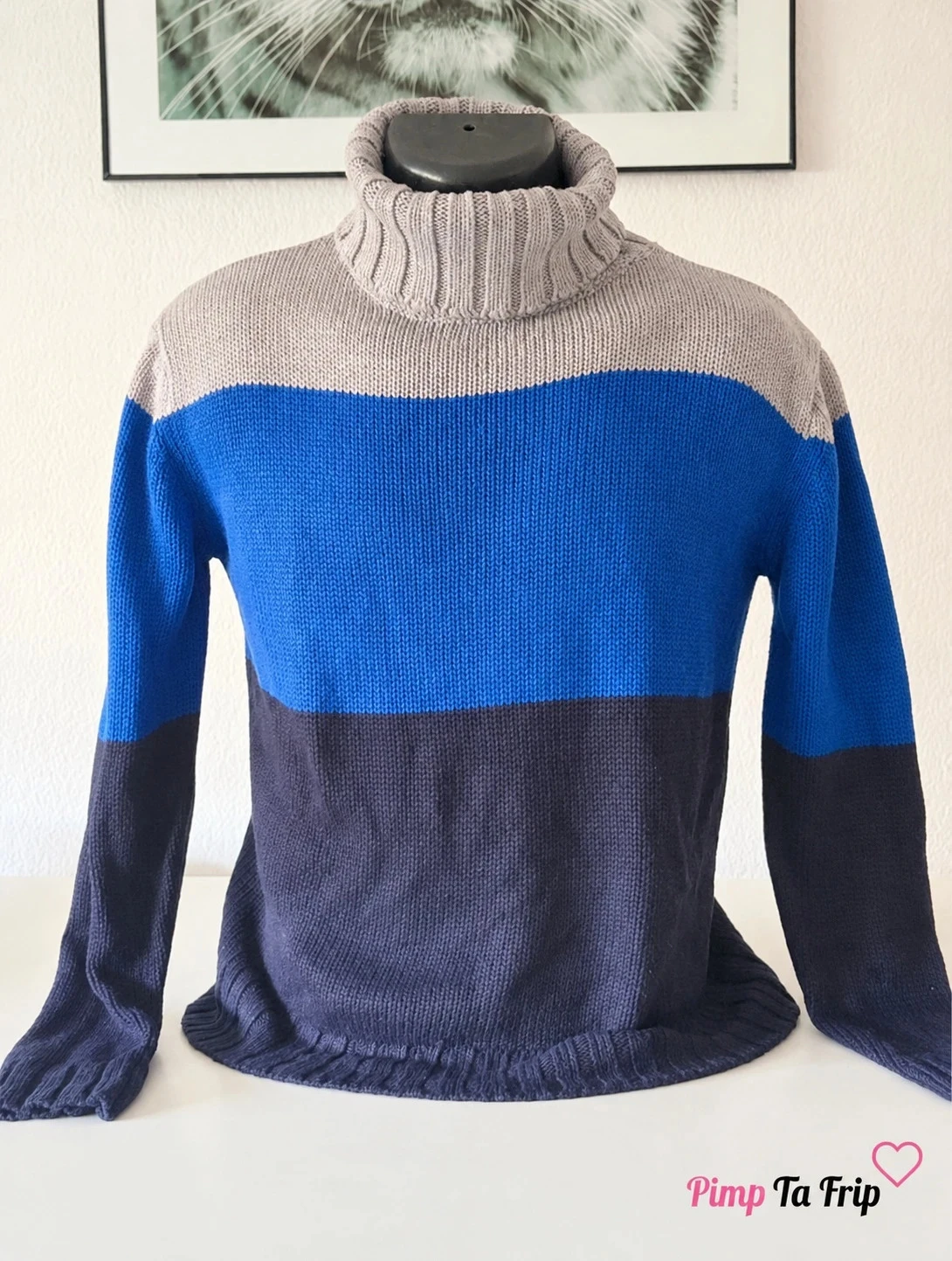 Pull Harris & Lewis - Taille S - Col Roulé Color Block Moderne